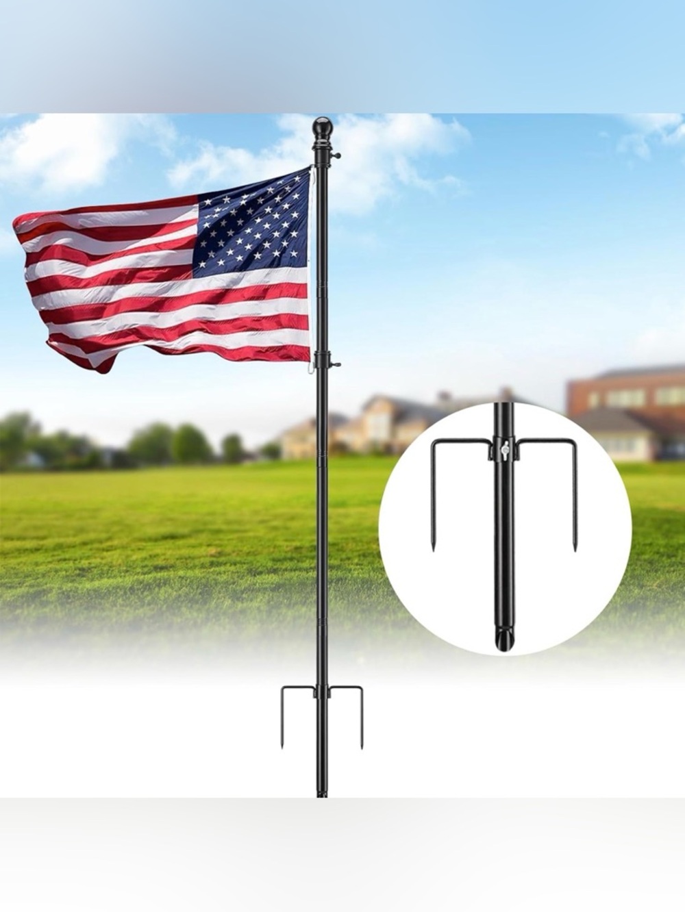 ✨ Heavy Duty 8.5FT In-Ground Flag Pole Kit – Tangle Free & Windproof ✨🇺🇸